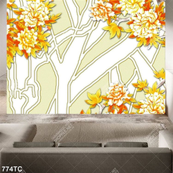 Tranh hoa mẫu đơn in kính đẹp