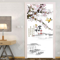 Tranh hoa đào và bến đò