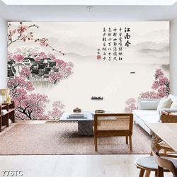 Tranh thủy mặc hoa đào