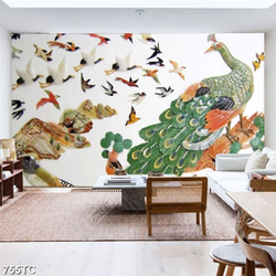 Tranh chim công giả ngọc đẹp