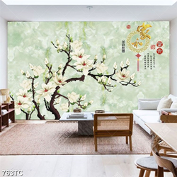 Tranh hoa mẫu đơn nền giả ngọc in chất lượng cao