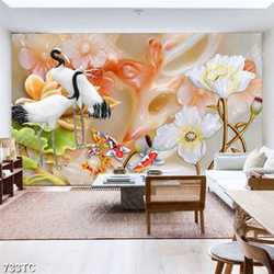 Tranh gải ngọc chim Hạc và cá chép