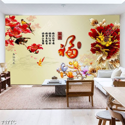 Tranh hoa mẫu đơn và chim