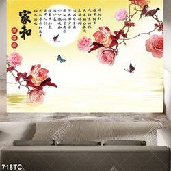 Tranh 3D hoa hồng trang trí tường đẹp