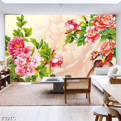 Tranh hoa mẫu đơn nền giả ngọc đẹp