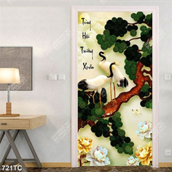 Tranh giả ngọc chim Hạc in kính đẹp