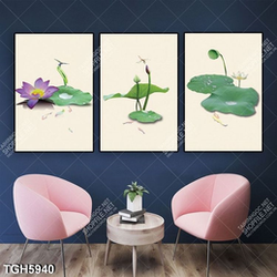 Tranh ghép 3 tấm hoa Sen
