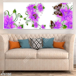 Tranh họa tiết hoa tím in kính bếp