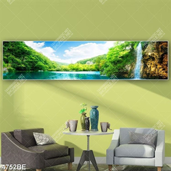 Tranh thác nước và sông in kính bếp