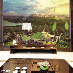 Tranh nông trại rượu nho in kính bếp