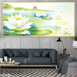 Tranh hoa Sen in kính bếp