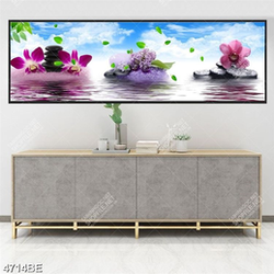 Tranh hoa lan và hoa lilac in kính bếp