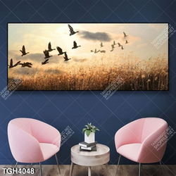 Tranh đàn chim vào lúc hoàng hôn