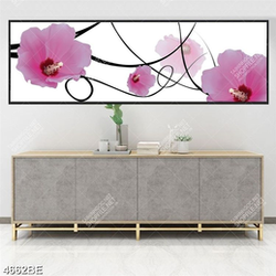 Tranh hoa dâm bụt in kính bếp