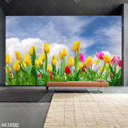 Tranh thulip hoa in kính bếp