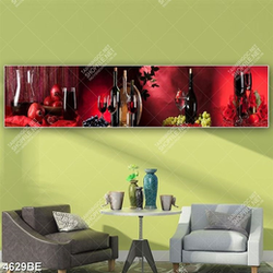 Tranh trái cây và rượu vang in kính bếp