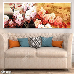 Tranh sơn dầu hoa mẫu đơn in kính bếp