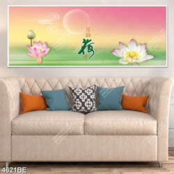 Tranh hoa Sen in kính bếp