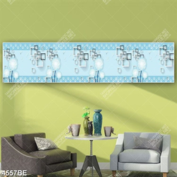 Tranh hoa bồ công và nền 3D in kính bếp