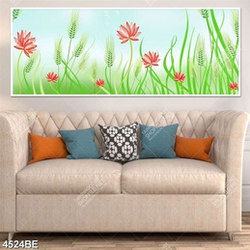 Tranh hoa Sen và lúa in kính bếp