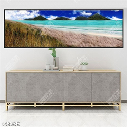 Tranh cỏ và biển in kính bếp