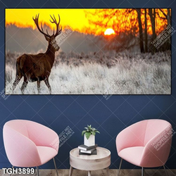 Tranh ghép con hoẵng và hoàng hôn