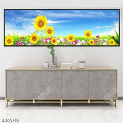 Tranh hoa hướng dương in kính bếp