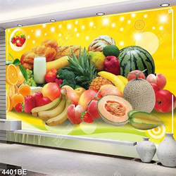 Tranh trái cây in kính bếp