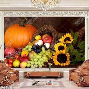 Tranh bí ngô và hoa hướng dương in kính bếp