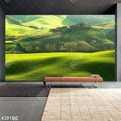 Tranh cảnh núi đồi in kính bếp