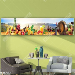 Tranh trái cây và thùng rượu in kính bếp