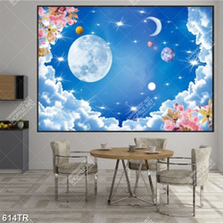 Tranh trần bầu trời trăng sao in uv