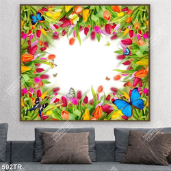 Tranh dán trần in canvas sắc màu hoa tuy líp