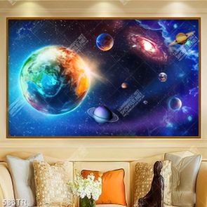 Tranh dán trần in 3d hành tinh trong vũ trụ file gốc