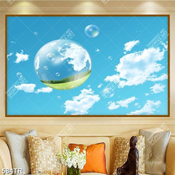 Tanh dán trần in 3d bầu trời bong bóng file gốc