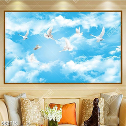 Tranh dán trần file gốc psd bối cảnh chim bay trên bầu trời
