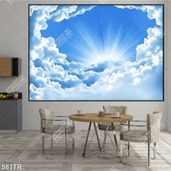 Tranh dán trần in 3d bầu trời mây