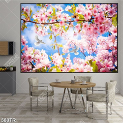 Tanh dán trần in 3d hoa anh đào nở file gốc