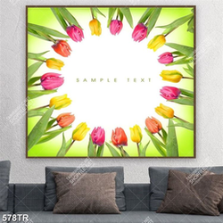 Tranh dán trần in 3d vòng tròn hoa tuy líp