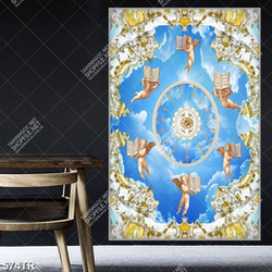 Tranh dán trần in 3d những thiên thần nhỏ