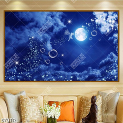Tranh dán trần in 3d đêm trăng thần tiên