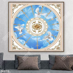 Tranh dán trần họa tiết chim trời file gốc