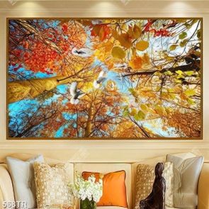Tranh dán trần file gốc psd bối cảnh thiên nhiên mùa thu