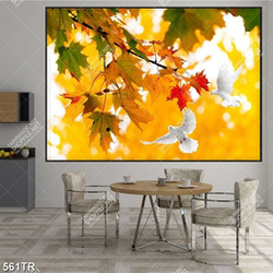 Tranh dán trần nghệ thuật cây lá vàng in uv