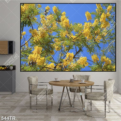 Tranh dán trần 3d cây hoa vàng