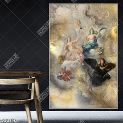 Tranh dán trần phong cách phục hưng in 3d