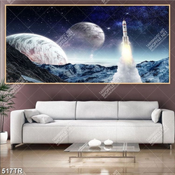 Tranh dán trần nghệ thuật hành tinh tàu du hành vũ trụ in 3d