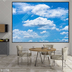 Tranh dán trần in uv bầu trời mây trắng