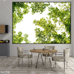 Tranh dán trần in uv những tán cây xanh