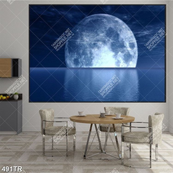 Tranh dán trần nghệ thuật trăng trên mặt hồ in 3d